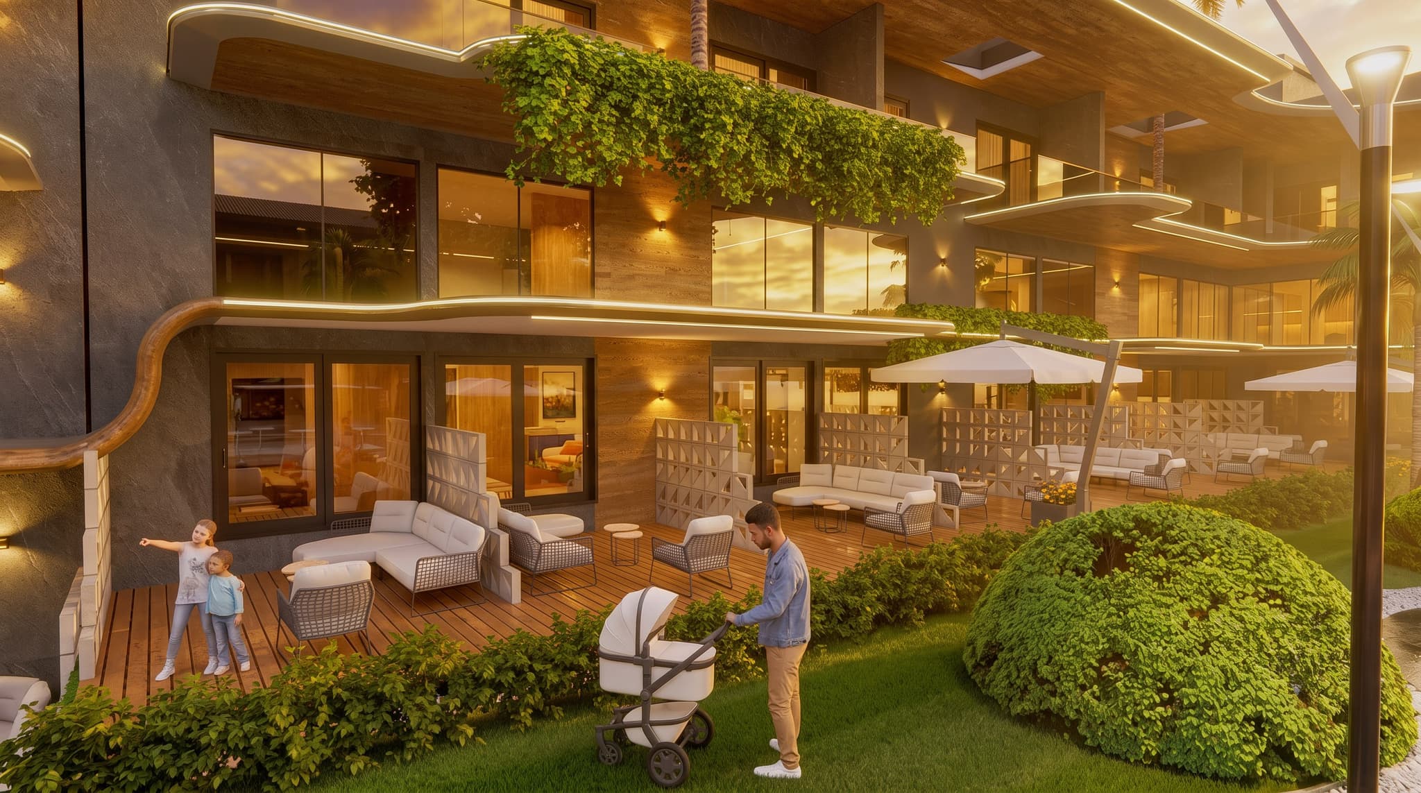 Yeşil alanlar ve aile kullanımına açık bahçe — 4.200 m²